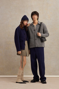Kilt wrap short skirt in wool - Champagne & Black