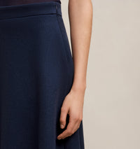 Jupe midi evasée en laine - Night Blue