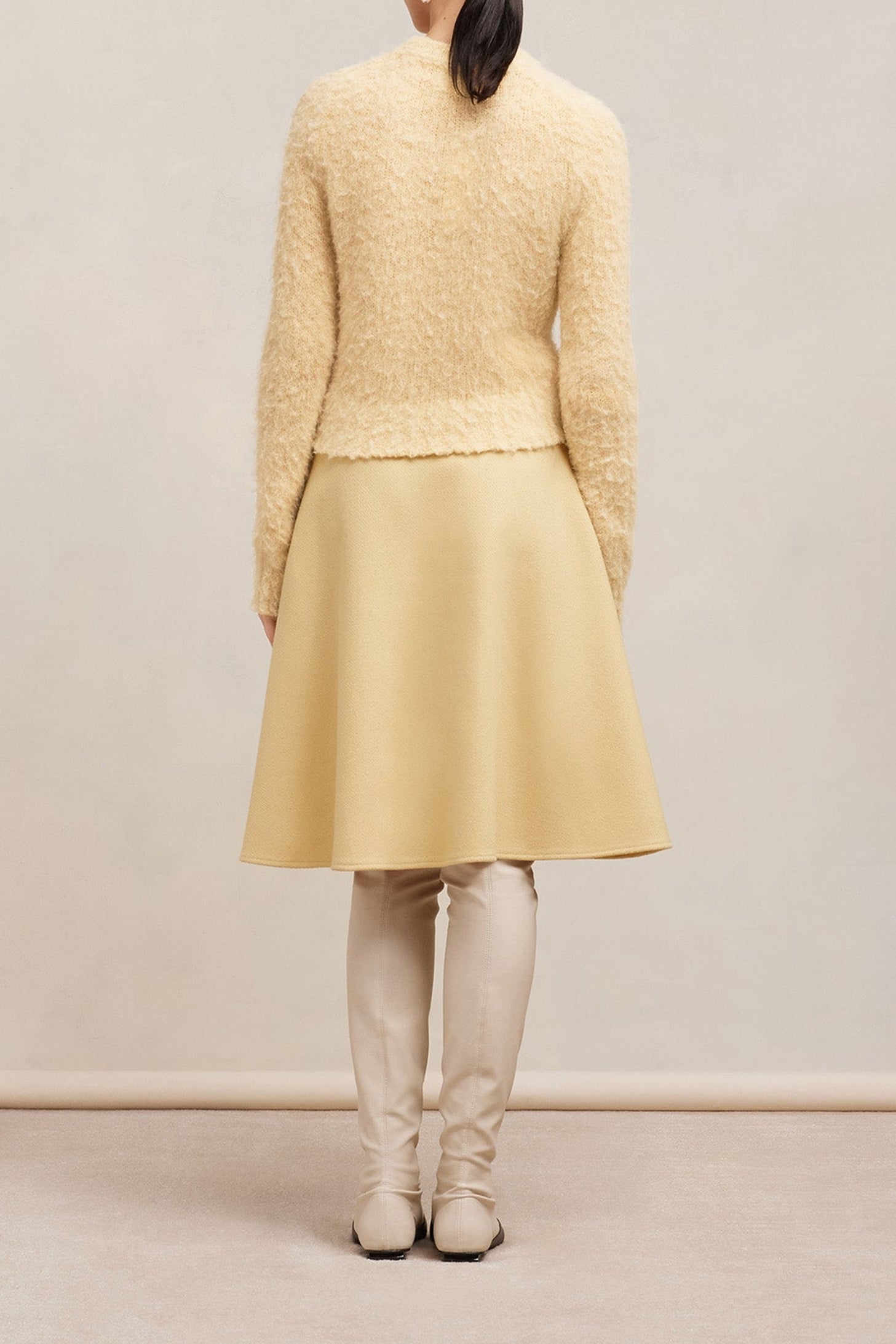 Jupe midi évasée en laine - Vanilla Cream