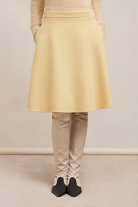 Jupe midi évasée en laine - Vanilla Cream