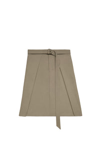 Jupe midi à pans en laine - Taupe