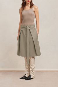 Jupe midi à pans en laine - Taupe