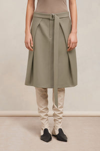 Jupe midi à pans en laine - Taupe