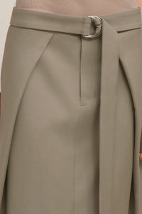 Jupe midi à pans en laine - Taupe