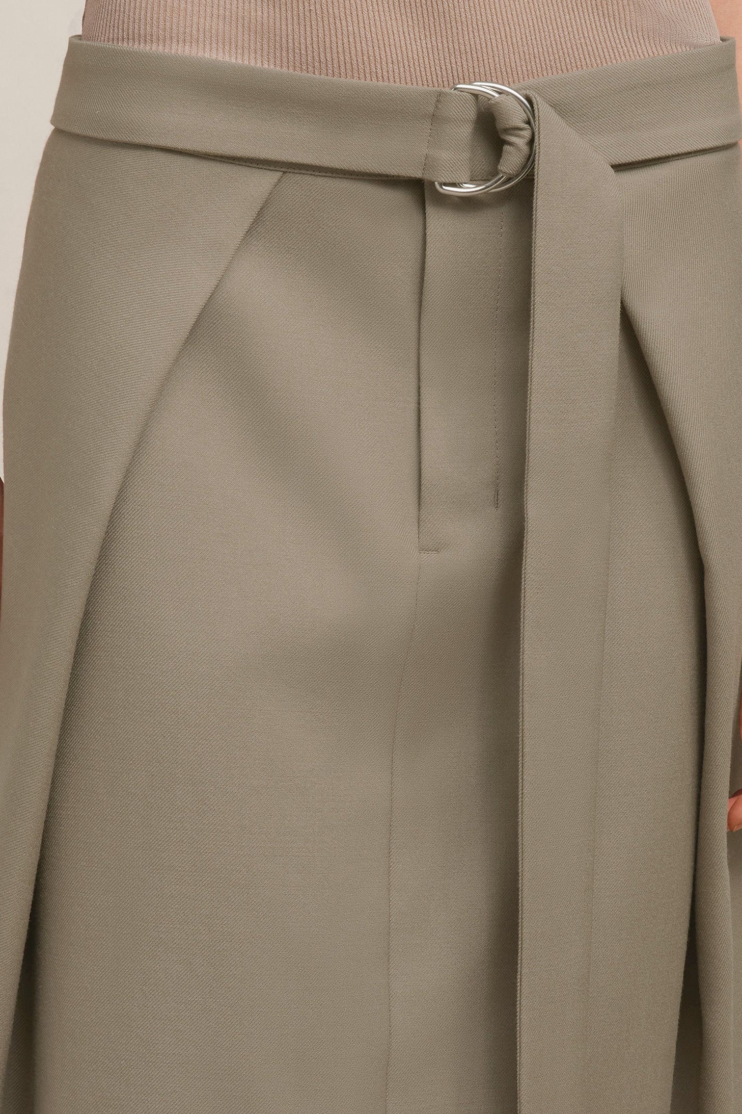 Jupe midi à pans en laine - Taupe