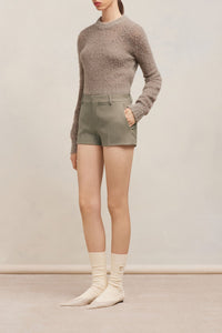 Wool shorts with welt back pockets - Taupe