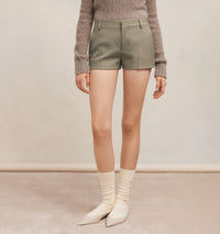 Wool shorts with welt back pockets - Taupe