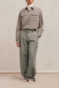 Pantalon cargo en laine - Taupe