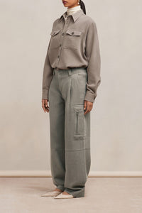Pantalon cargo en laine - Taupe