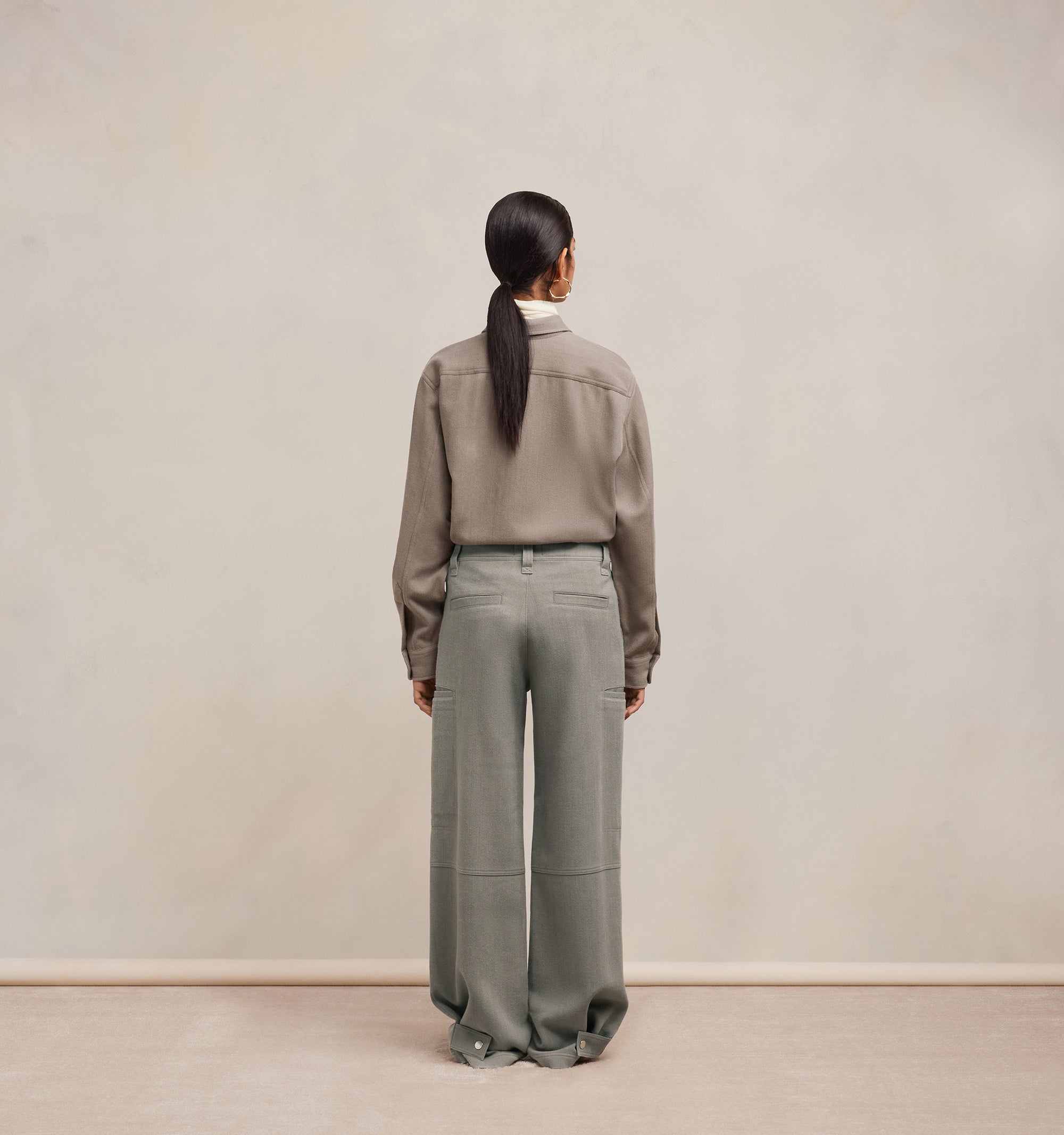 Pantalon cargo en laine - Taupe