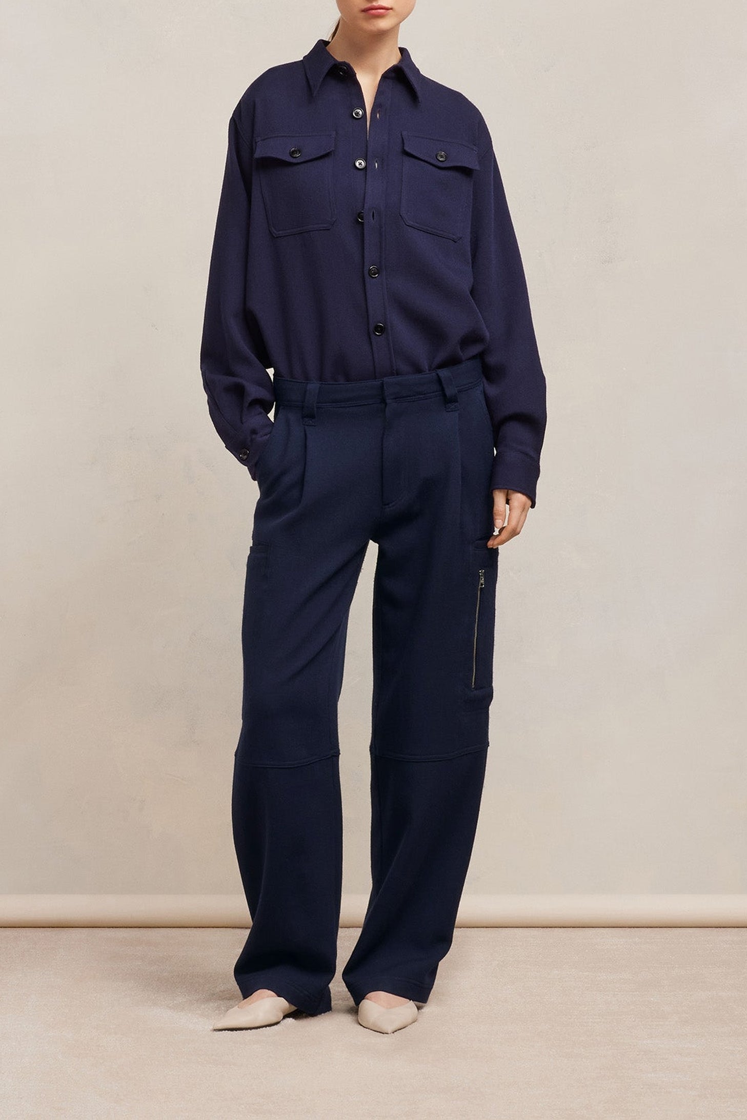 Pantalon cargo en laine - Night Blue