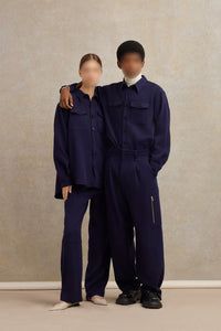 Pantalon cargo en laine - Night Blue