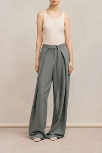 Pantalon large à pans en laine mélangée - Mineral Grey