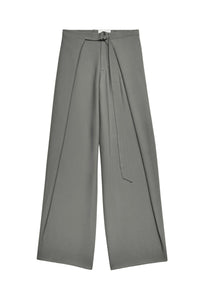 Pantalon large à pans en laine mélangée - Mineral Grey