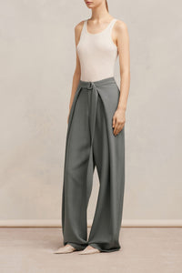Pantalon large à pans en laine mélangée - Mineral Grey
