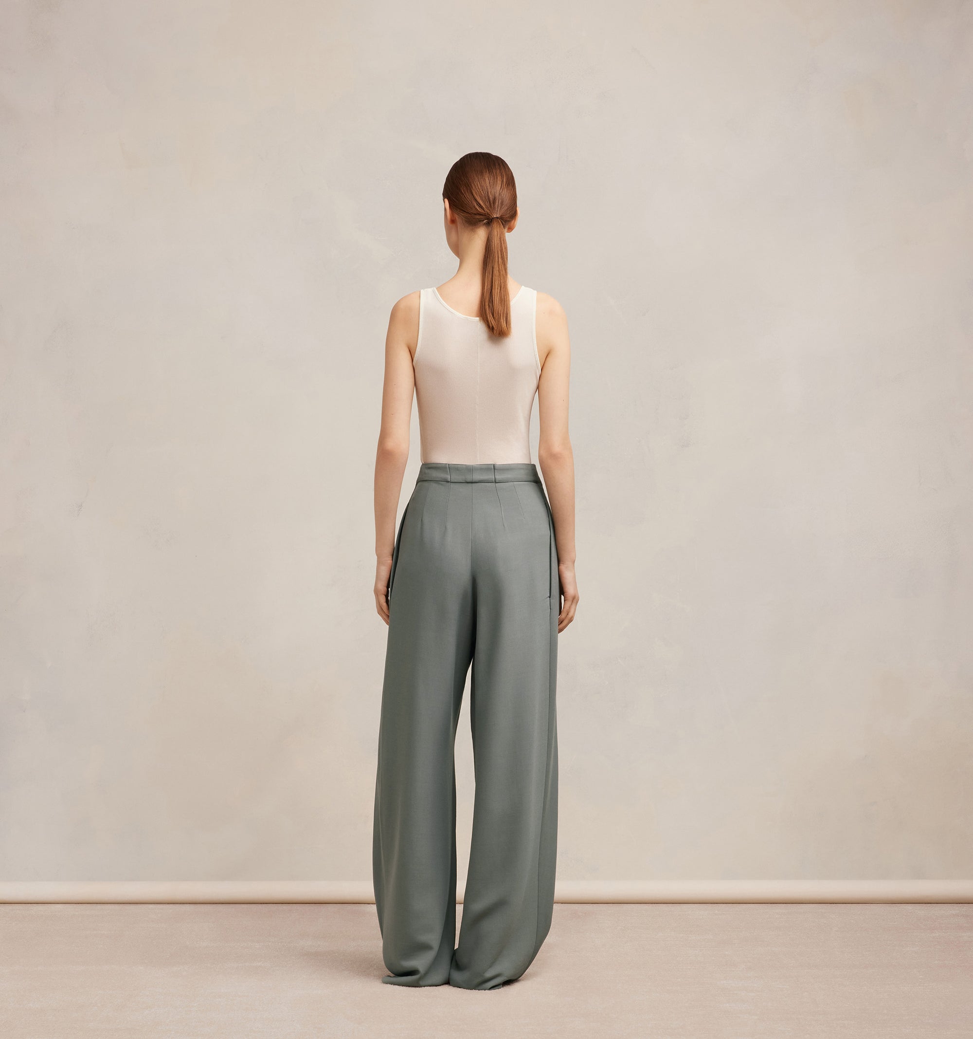 Pantalon large à pans en laine mélangée - Mineral Grey