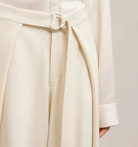 Pantalon large à pans en laine mélangée - Ivory