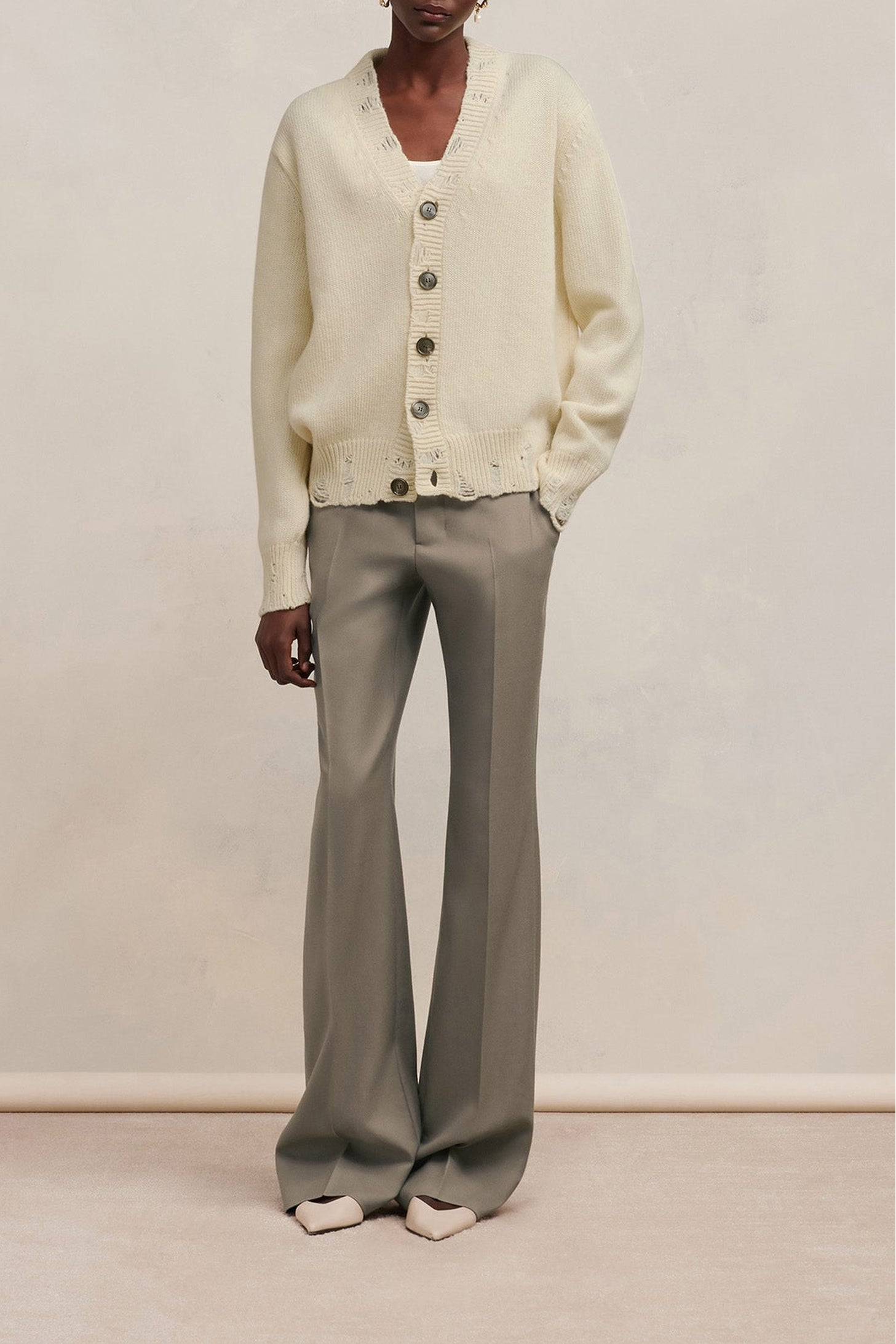 Pantalon flare en laine - Taupe