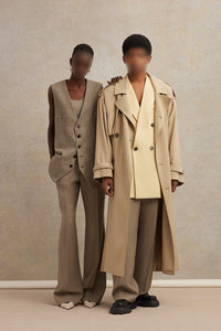 Pantalon flare en laine - Taupe