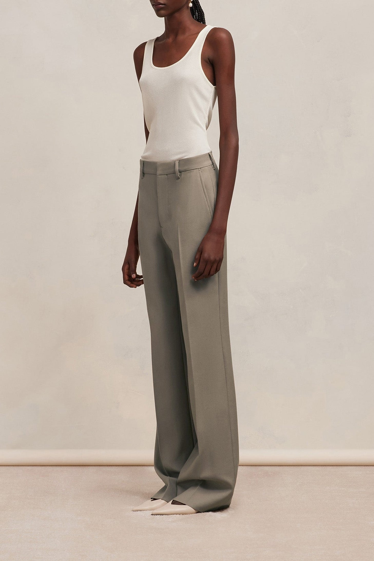 Pantalon flare en laine - Taupe
