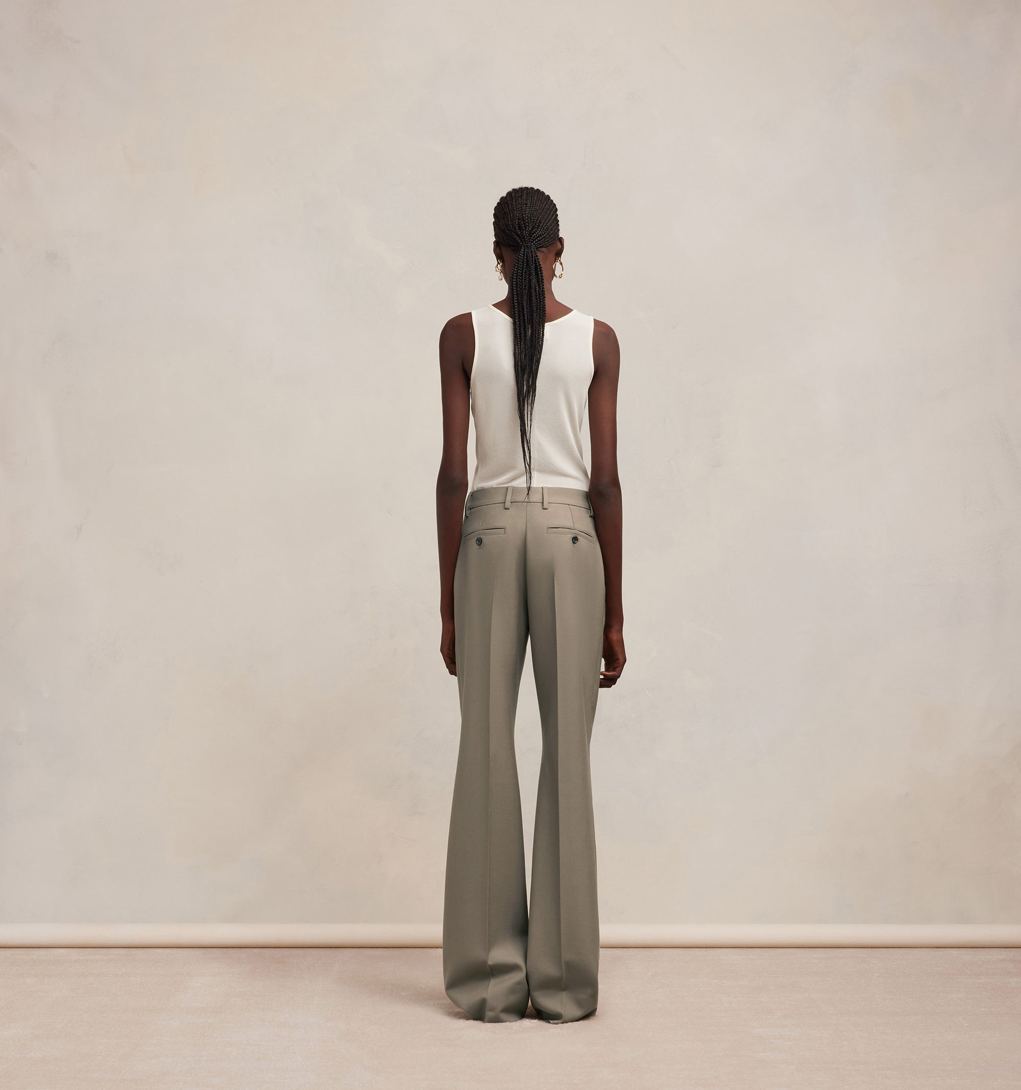 Pantalon flare en laine - Taupe