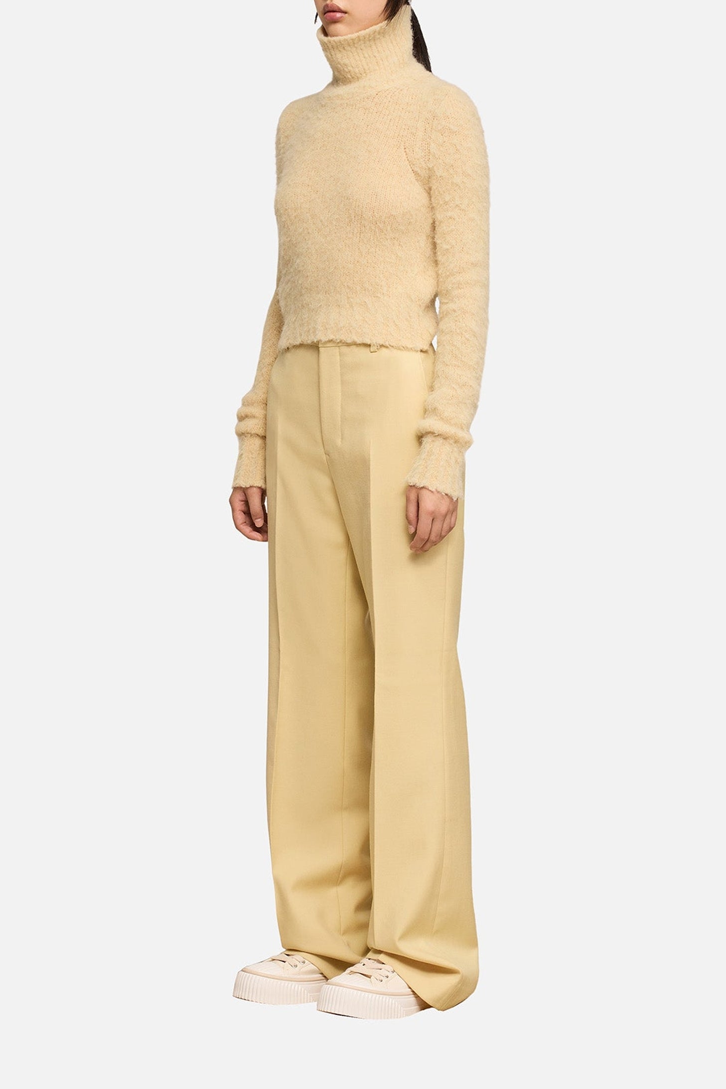 Pantalon flare en laine - Vanilla Cream