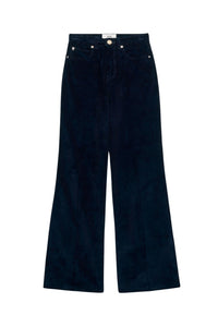 Pantalon flare à taille haute en velours côtelé - Night Blue