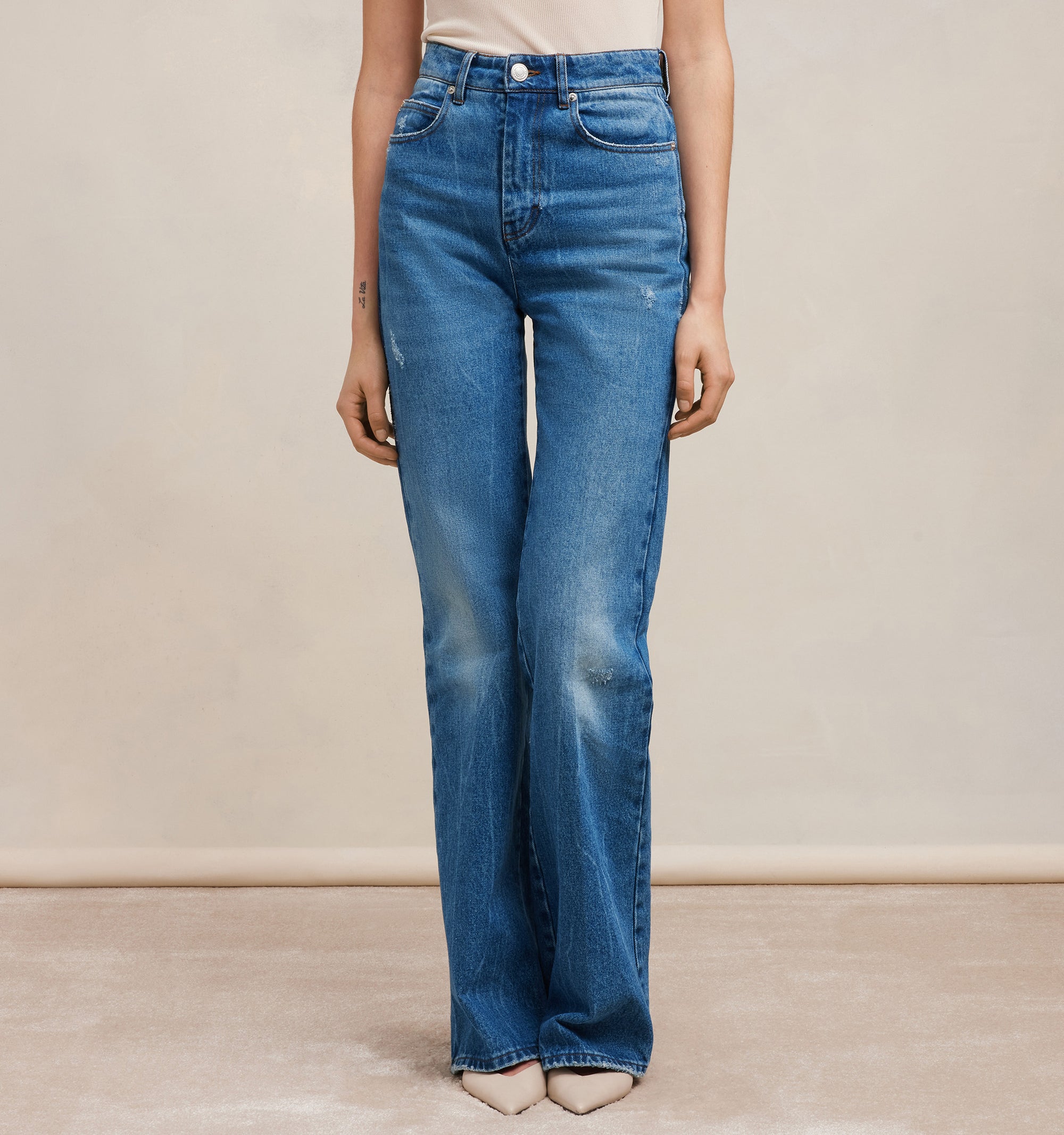 Pantalon flare en denim - Used Blue