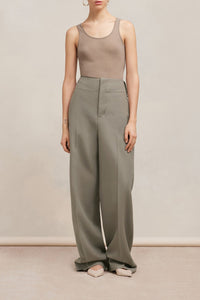 Pantalon droit en laine - Taupe