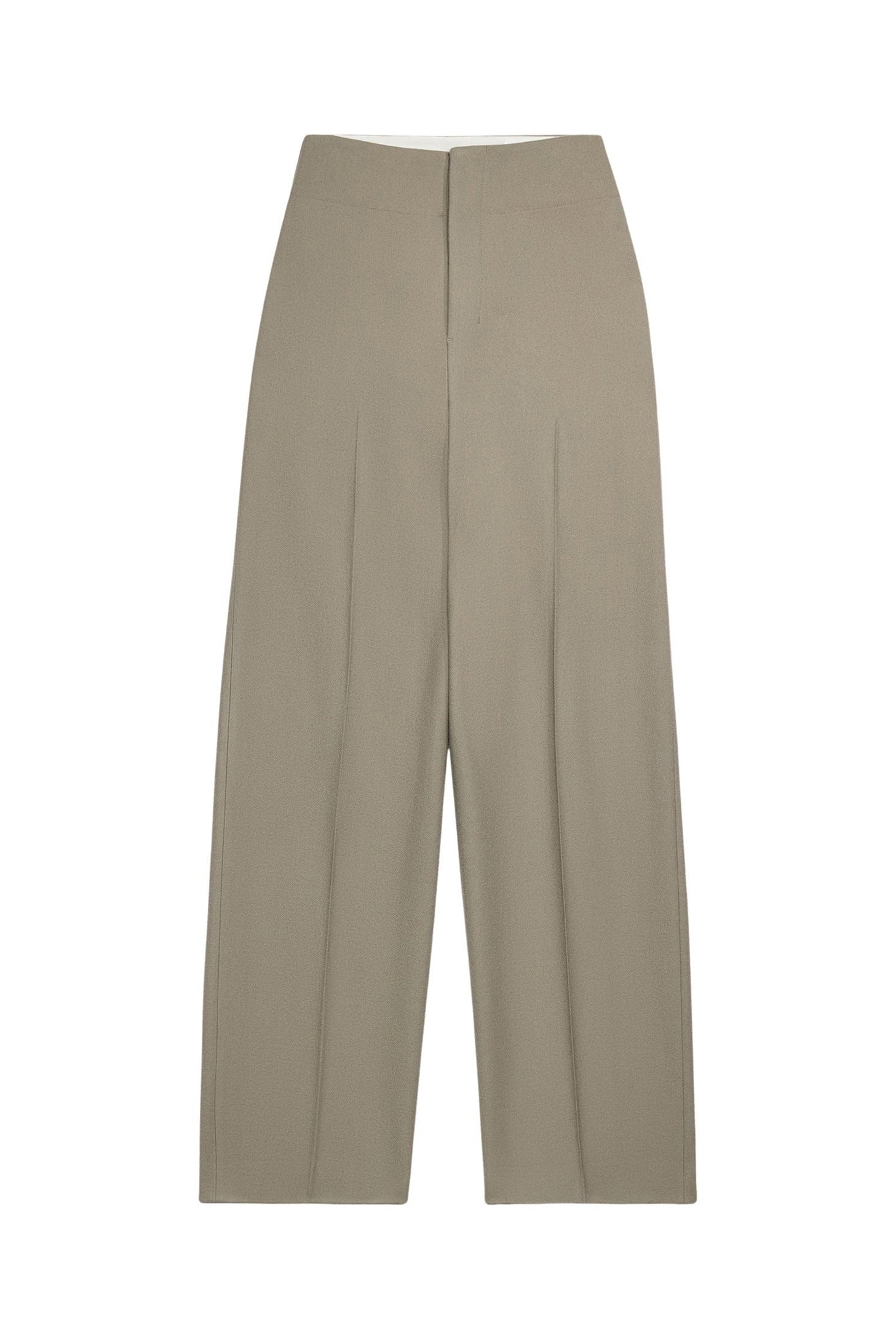 Pantalon droit en laine - Taupe