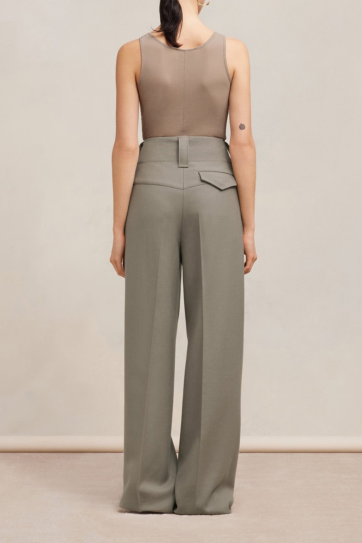 Pantalon droit en laine - Taupe