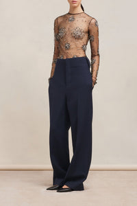 Pantalon droit en laine - Night Blue
