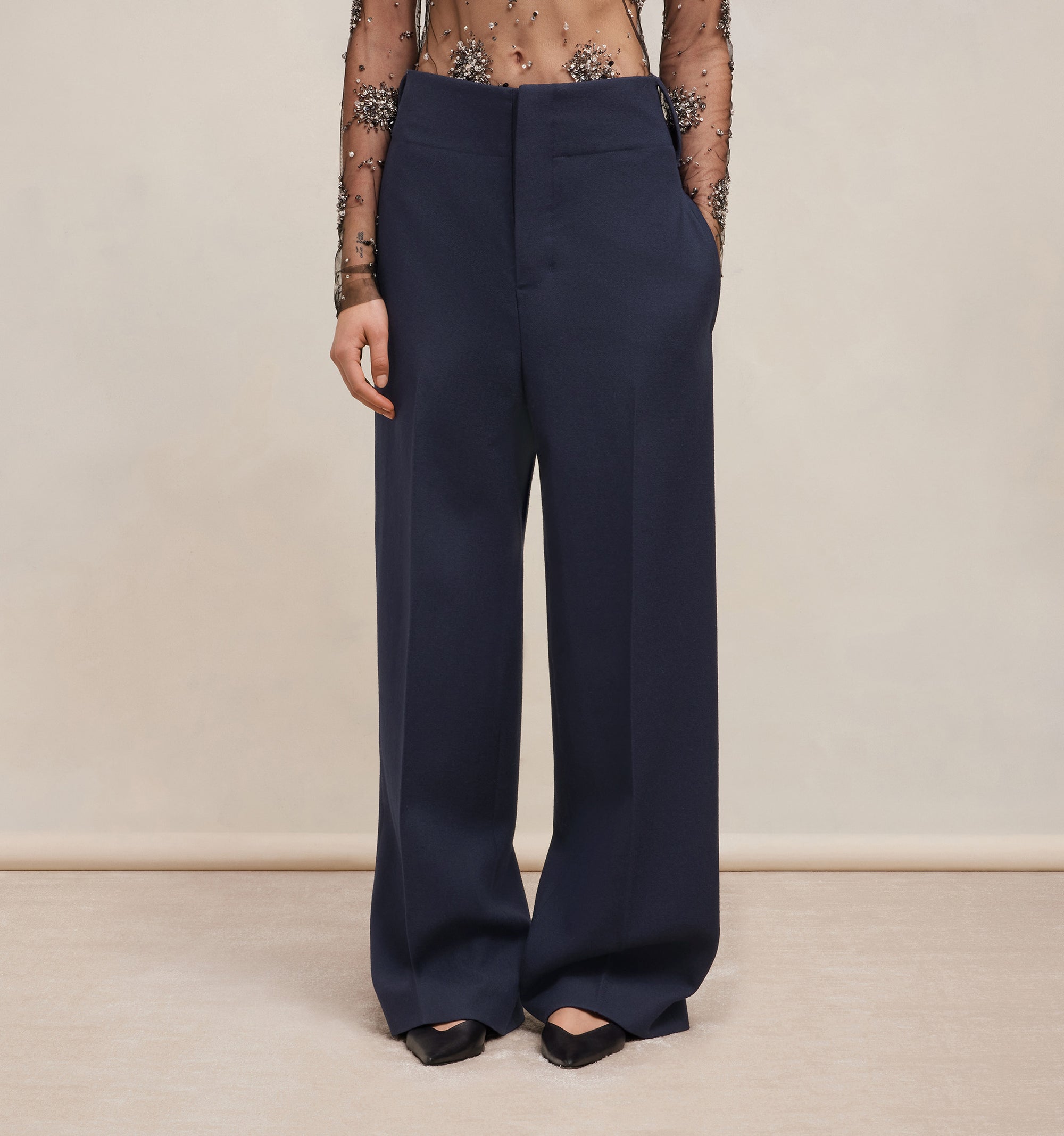 Pantalon droit en laine - Night Blue
