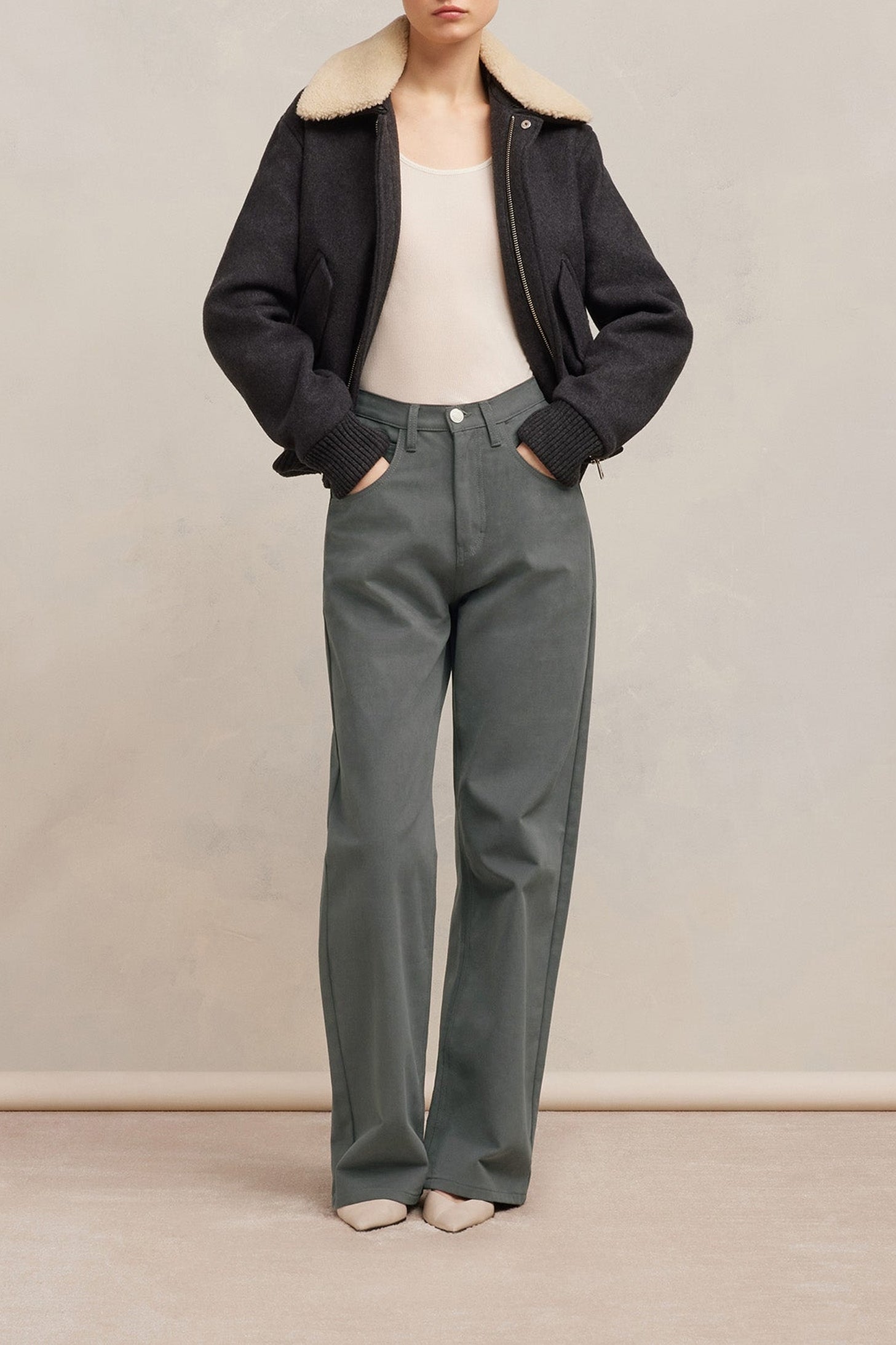 Pantalon droit et évasé en denim - Mineral Grey