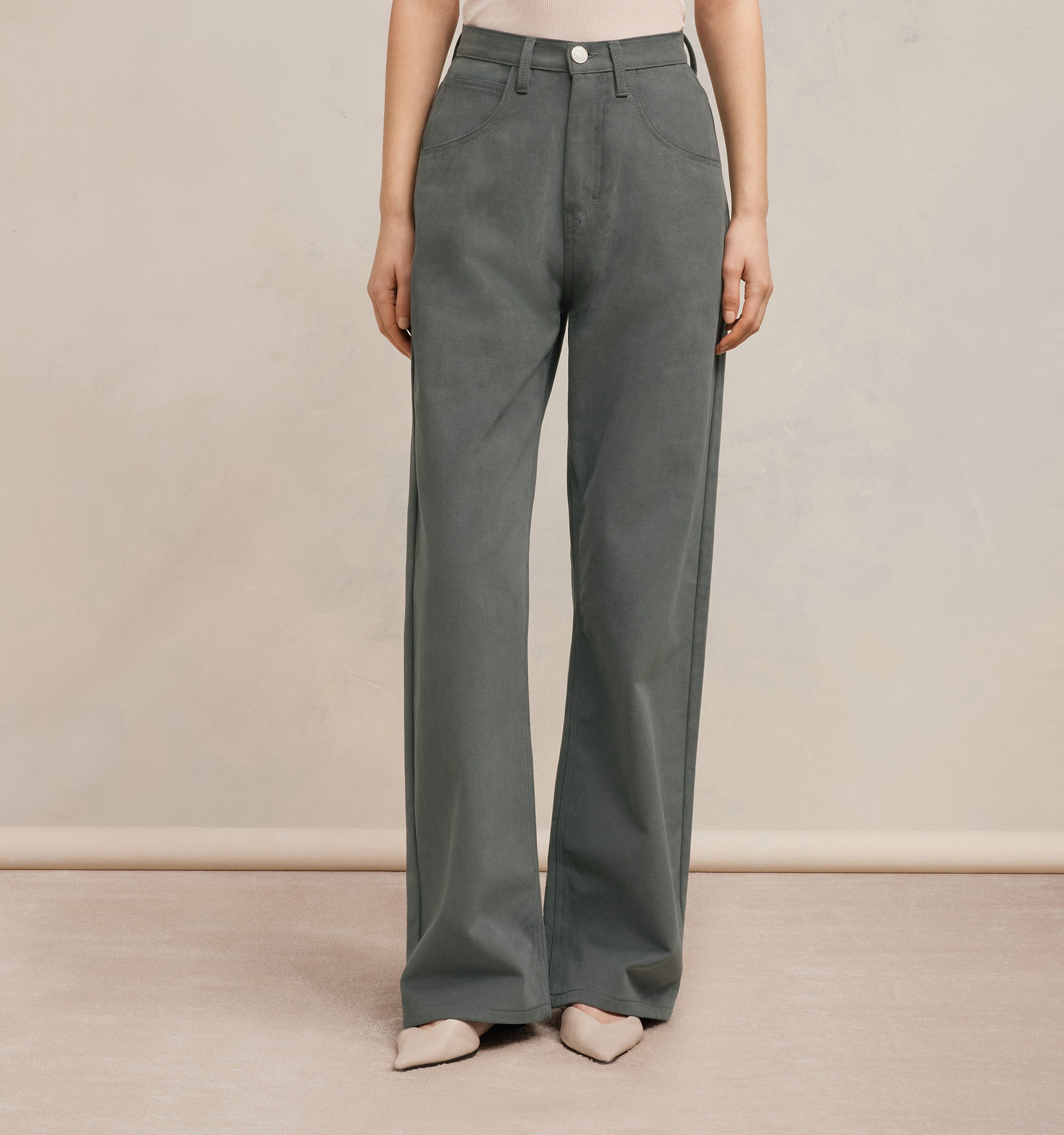 Pantalon droit et évasé en denim - Mineral Grey