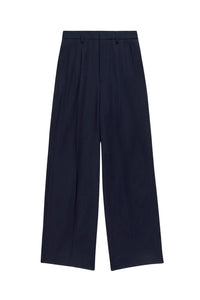 Pantalon droit en laine mélangée - Night Blue