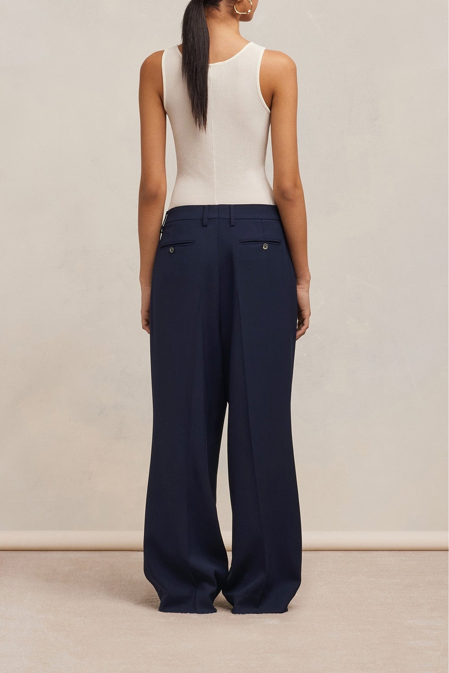 Pantalon droit en laine mélangée - Night Blue