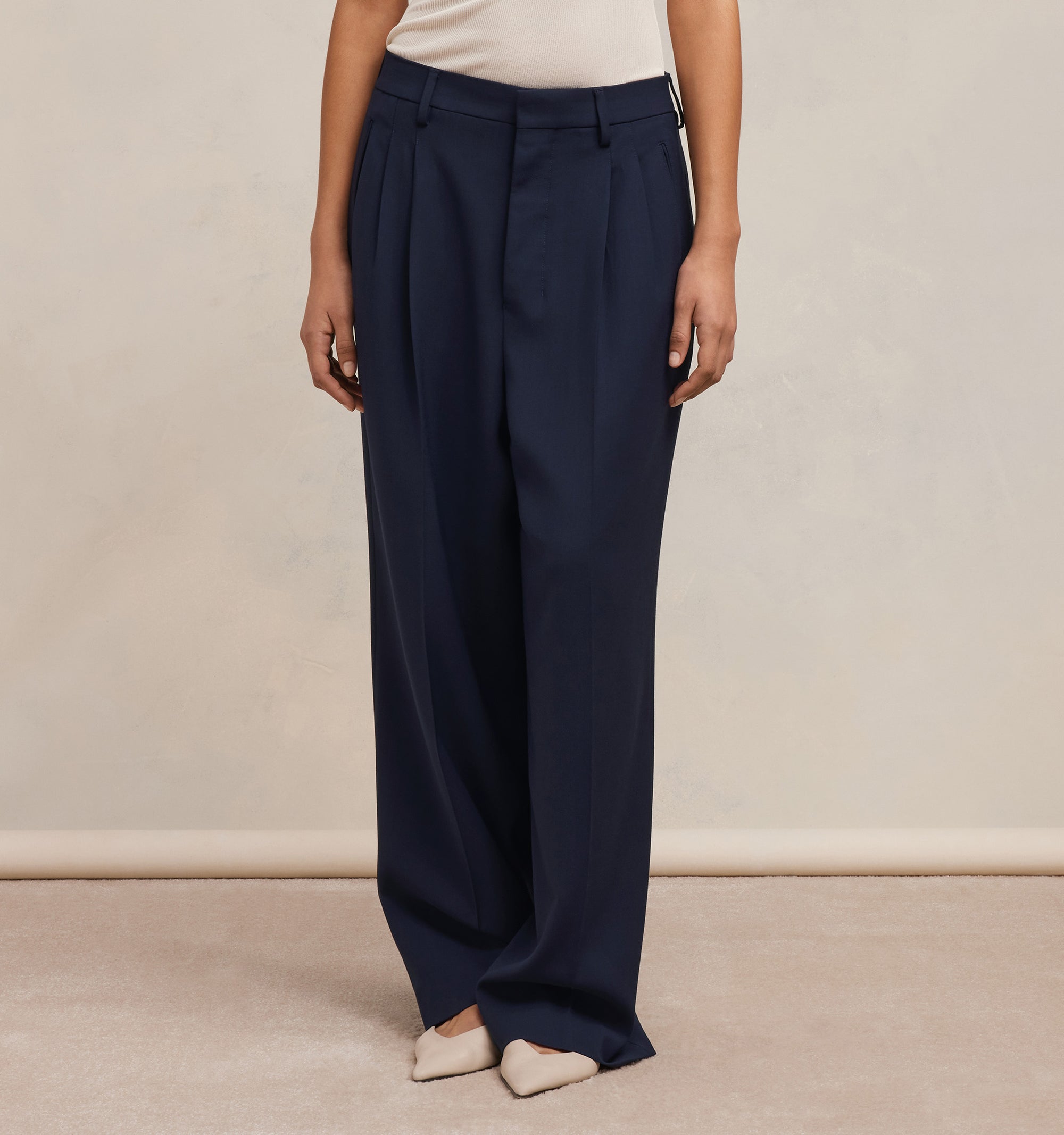 Pantalon droit en laine mélangée - Night Blue