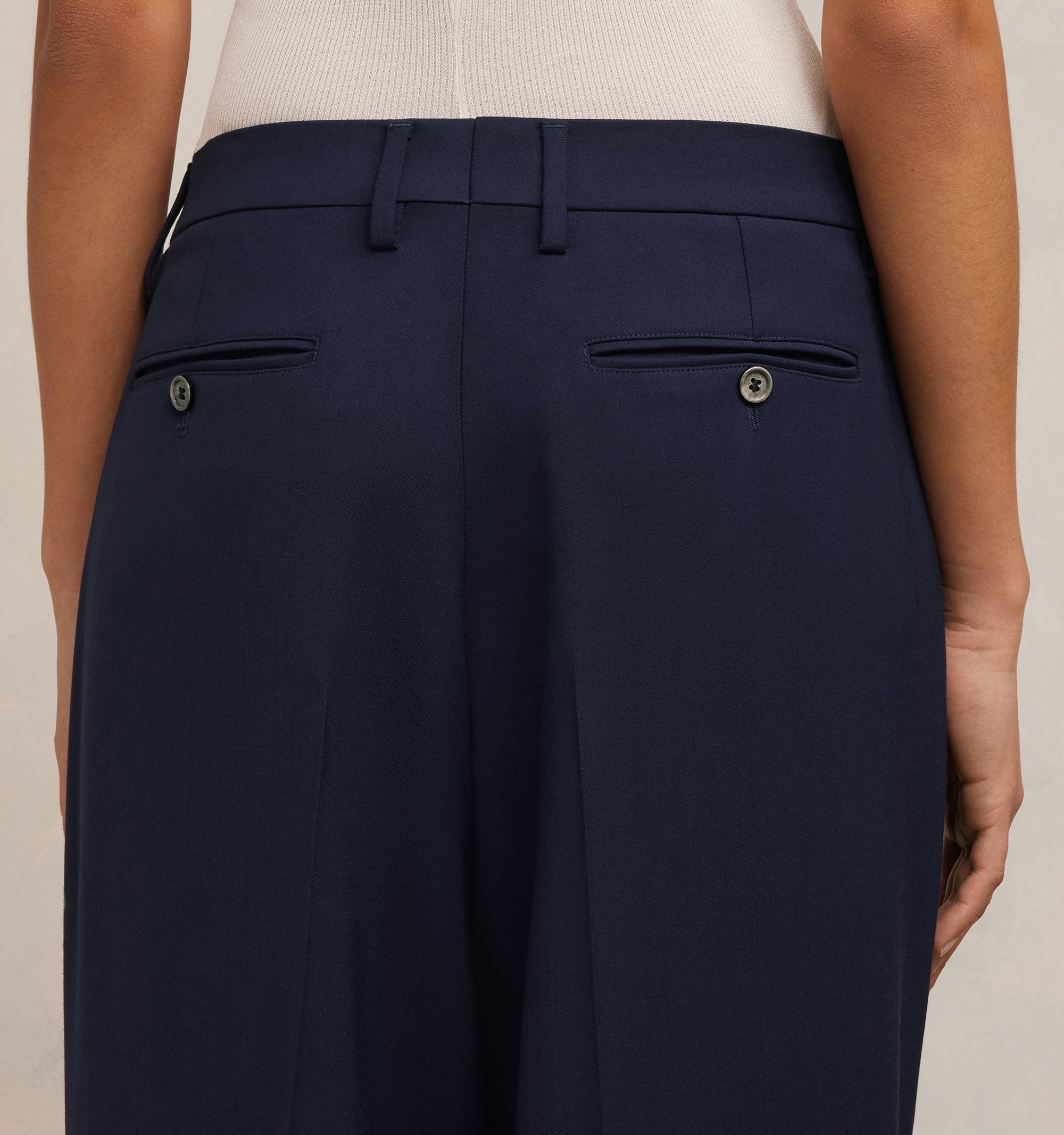 Pantalon droit en laine mélangée - Night Blue