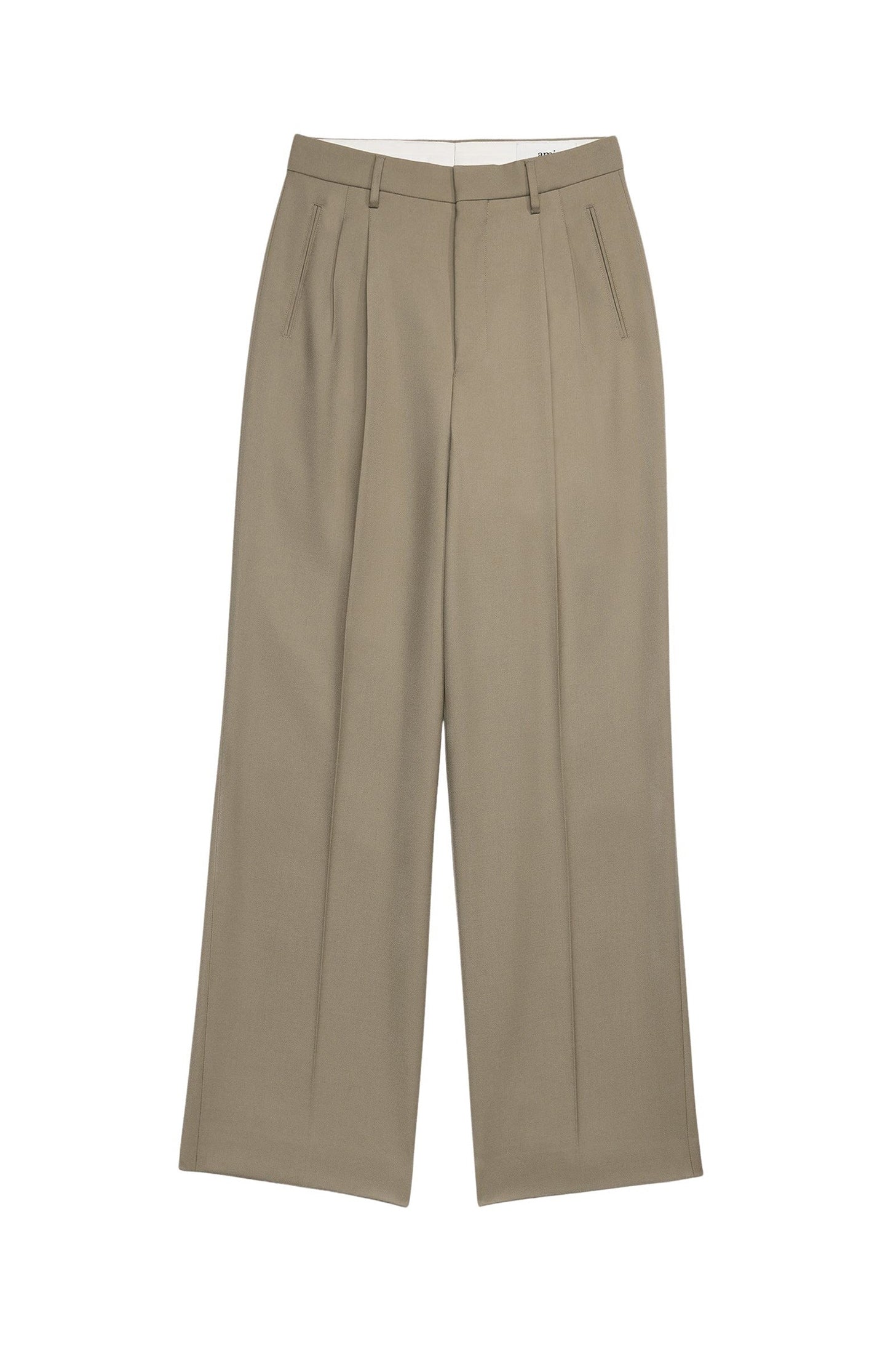 Pantalon droit en laine - Taupe