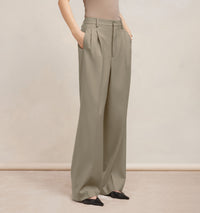 Pantalon droit en laine - Taupe