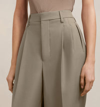 Pantalon droit en laine - Taupe