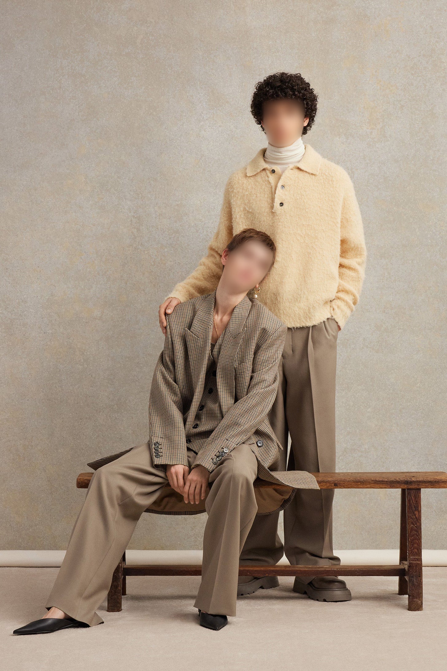 Pantalon droit en laine - Taupe