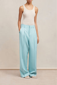 Pantalon droit en laine - Aquamarine
