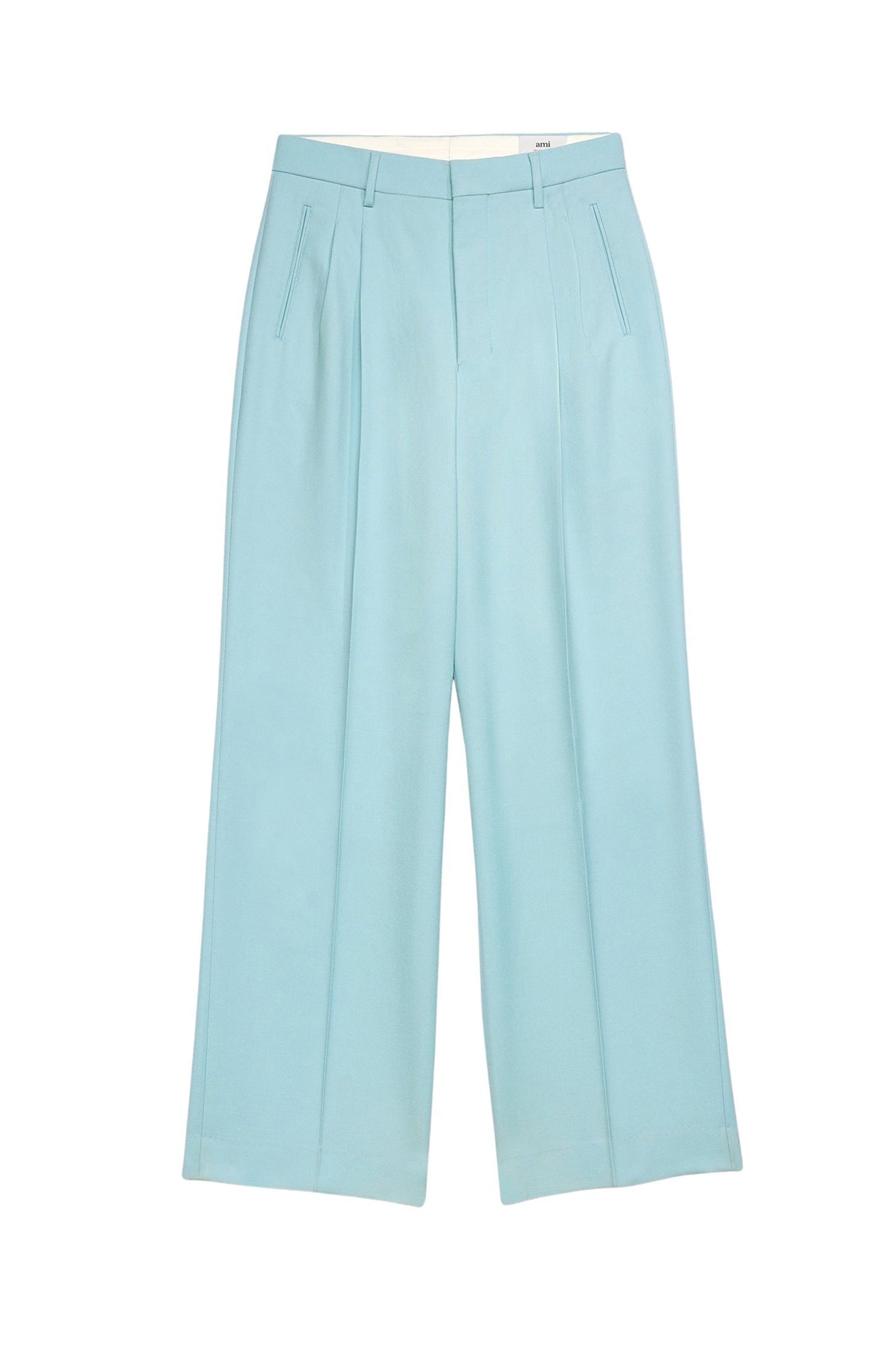 Pantalon droit en laine - Aquamarine