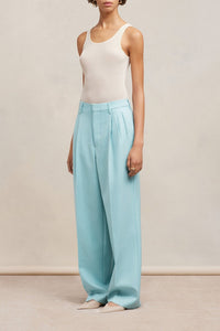 Pantalon droit en laine - Aquamarine
