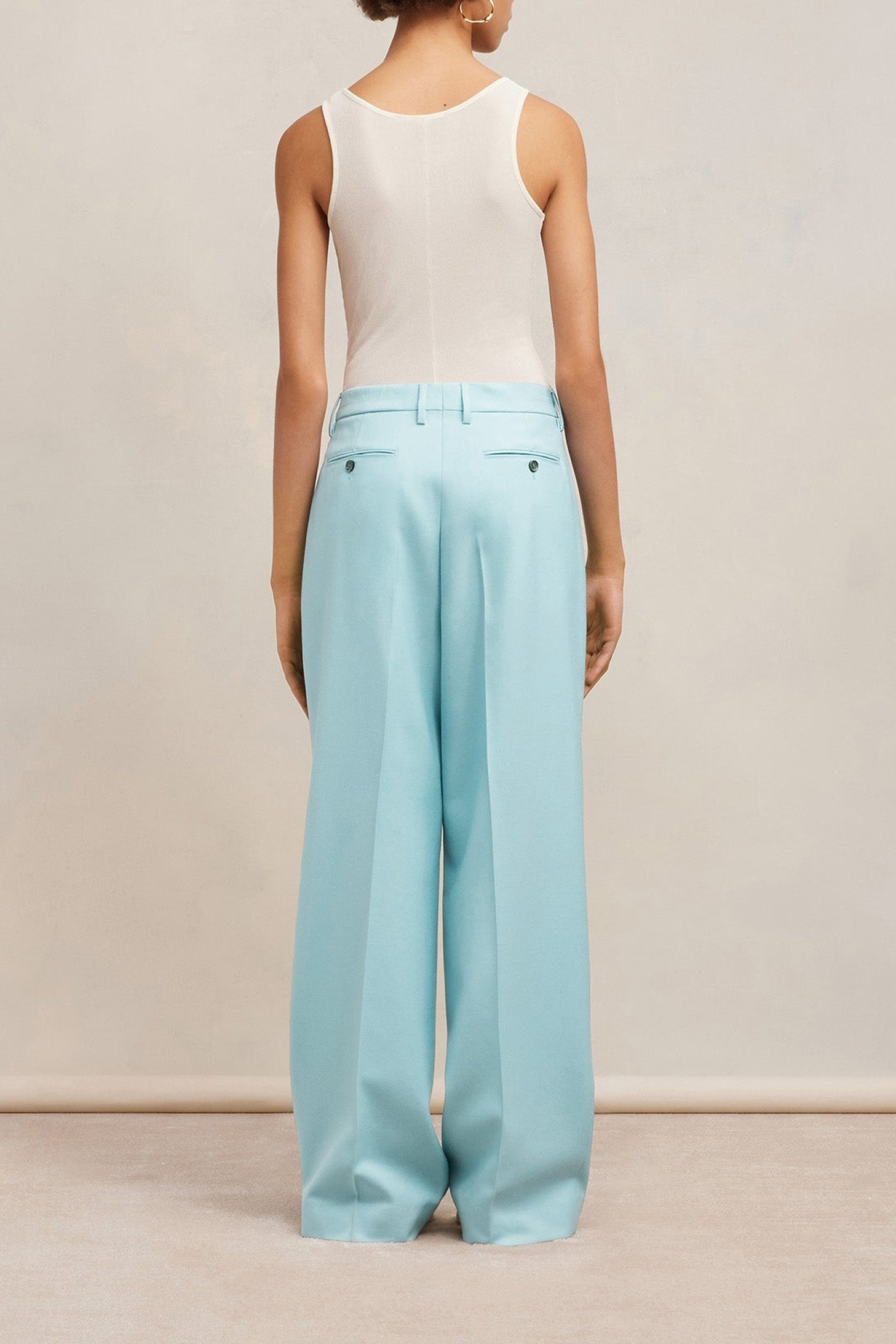 Pantalon droit en laine - Aquamarine