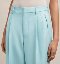 Pantalon droit en laine - Aquamarine