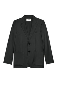 Blazer à boutons et poches en laine - Black
