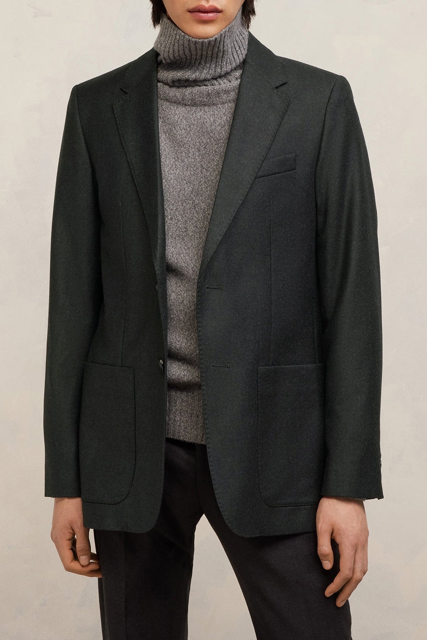 Blazer à boutons et poches en laine - Black